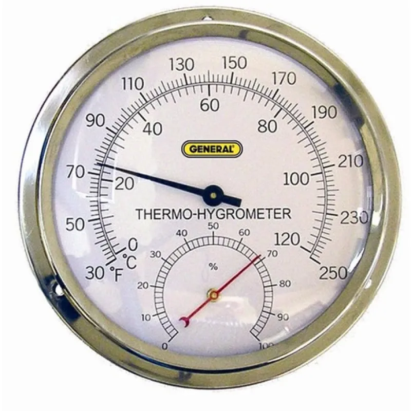 General Tools A600FC [A600FC] Temperature and Humidity Meter in Stainless Steel Case, 30° to 250° F, 0 to 100% RH, High-Temp, Analog