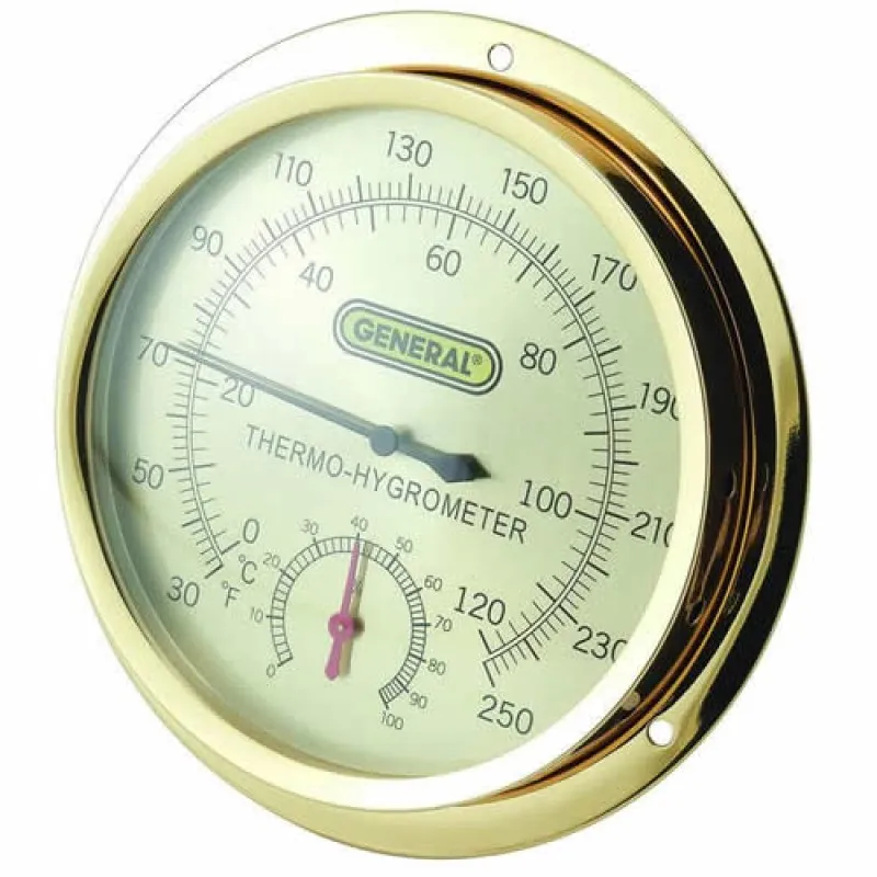 General Tools B600FC [B600FC] Temperature and Humidity Meter in Brass Case, 30° to 250° F, 0 to 100% RH, High-Temp, Analog