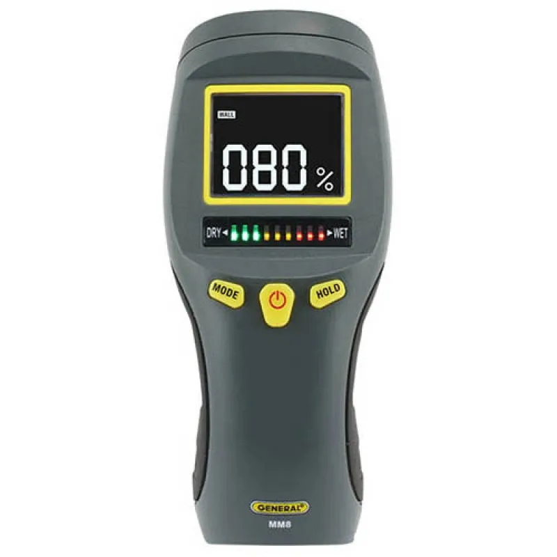 General Tools MM8 Pinless LCD Moisture Meter with Tricolor Bar Graph
