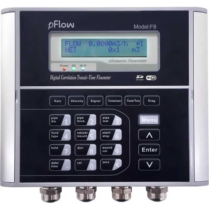 Gentos pFlow F8 Transit Time Energy Monitoring Ultrasonic Flowmeter With Temperature, 1"  to 200" (25mm to 5000mm)