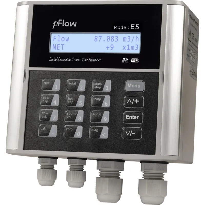 Gentos pFlow E5 Digital Correlation Transit Time Flowmeter With Temperature,  1in to 30in (25mm to 1200mm)