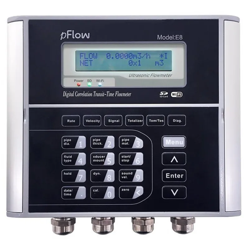 Gentos pFlow E8 Digital Correlation Transit Time Flowmeter With Temperature,  1 in to 200 in (25mm to 5000mm)