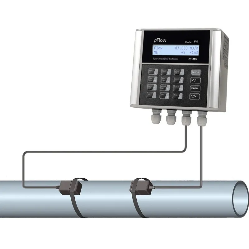 Gentos pFlow F5 Digital Correlation Transit Time Flowmeter With Temperature,1"~48"(25mm~1200mm)