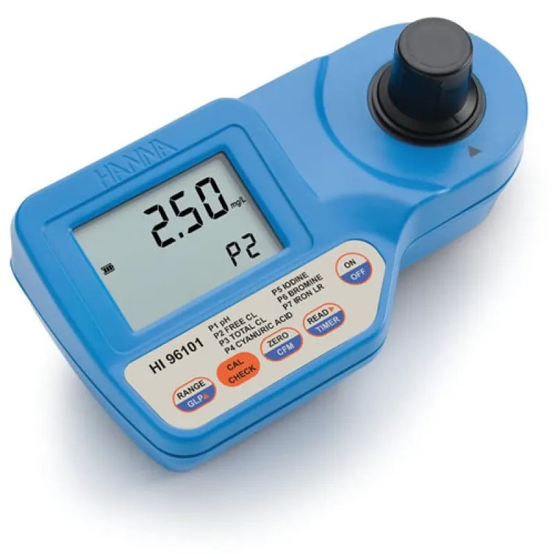 HANNA Instruments HI96101 [HI96101] Bromine, Chlorine, Cyanuric Acid, Iodide, Iron, and pH Portable Photometer