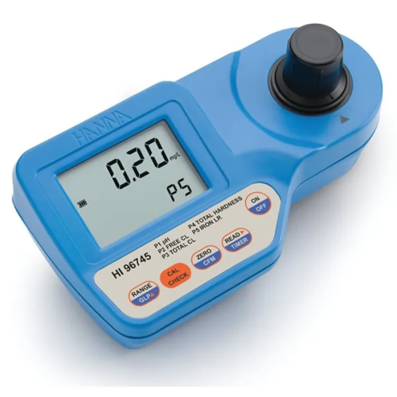 HANNA Instruments HI-96745 [HI96745] Free & Total Chlorine, Total Hardness Iron and pH Photometer