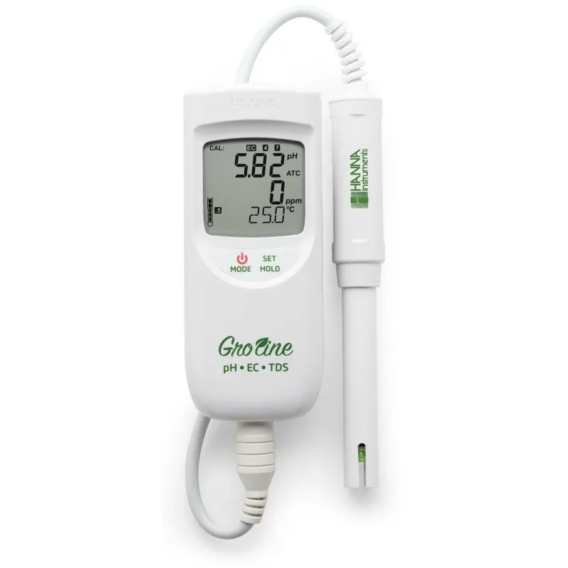 HANNA Instruments HI-9814 [HI9814] Groline Hydroponic Portable pH / EC / TDS /Temperature Meter