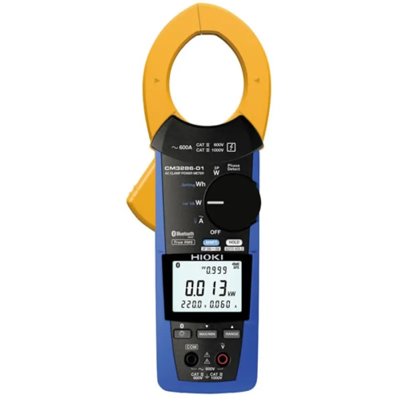 Hioki CM328601 [CM3286-01] 600V/600A AC Handheld Clamp On Power Meter with Built in Bluetooth