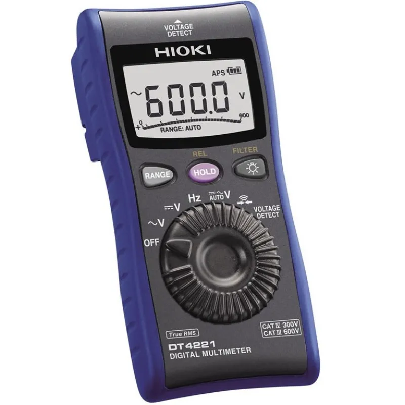 Hioki DT4200 [DT4221] True-RMS Pocket-Sized Digital Multimeter, 600V AC/DC with Voltage Measurements Only