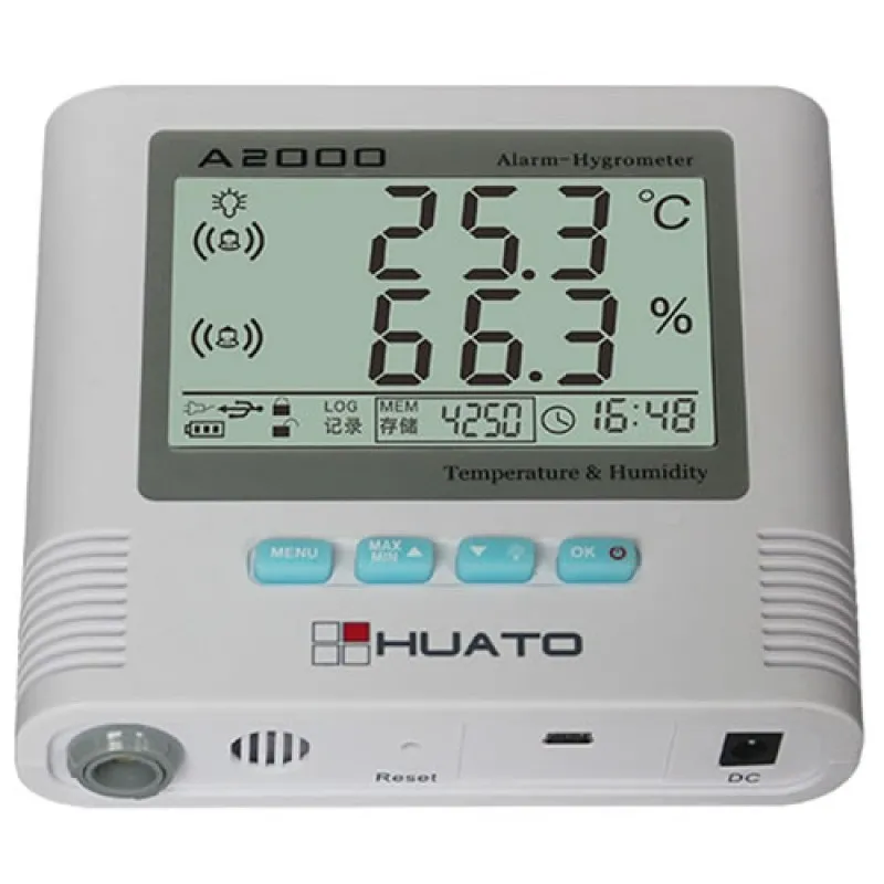 HUATO A2000 Series [A2000-EX] Sound & Light Alarm Hygro-thermometer with External sensor