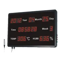 HUATO HE218B [HE218B] Large LED Display Thermometer Hygrometer Long Distance Visual Thermometer Hygrometer with Date 
