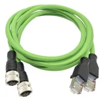 IDEAL Networks R151058 [R151058] 2 x RJ45 (M) to M12 (F) D Coded Adapter Cables, 1m