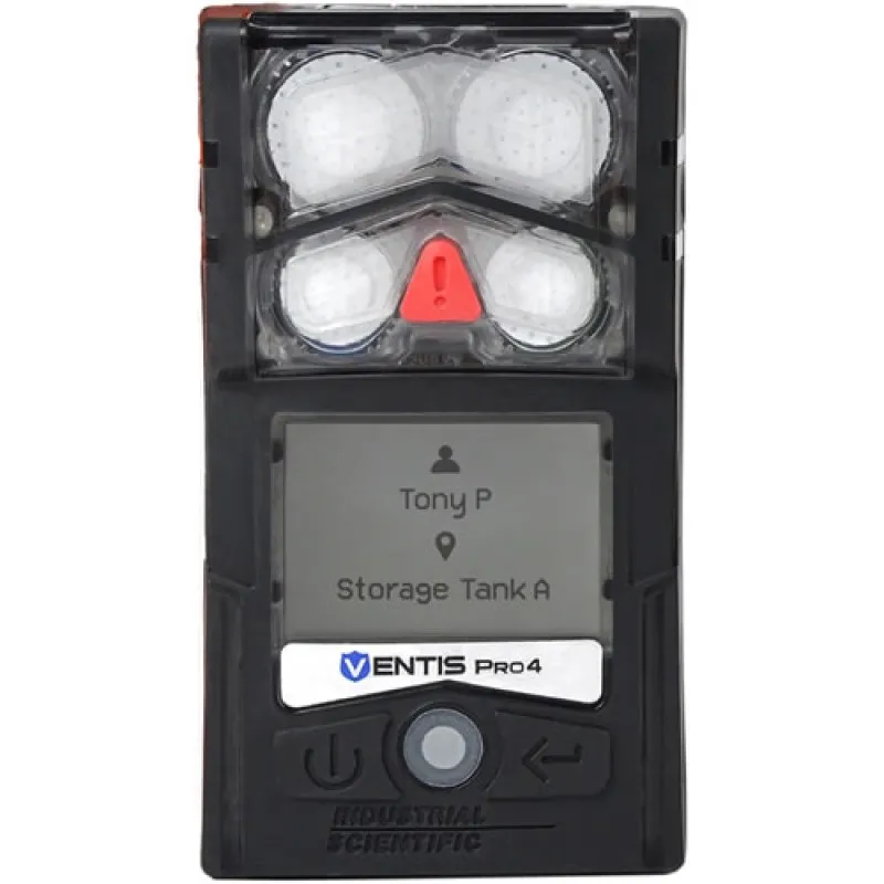 Industrial Scientific Ventis Pro4 [VP4-K12Y2110YWZ] Multi-Gas Monitor, LEL (Pentane), CO, H2S, O2, Li-ion, Desktop Charger, Black
