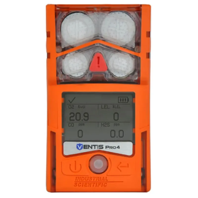 Industrial Scientific Ventis Pro4 [VP4-K14Y4101YWZ] Multi-Gas Monitor LEL (Pentane), NO2, CO, O2, Li-ion, Desktop Charger, Orange