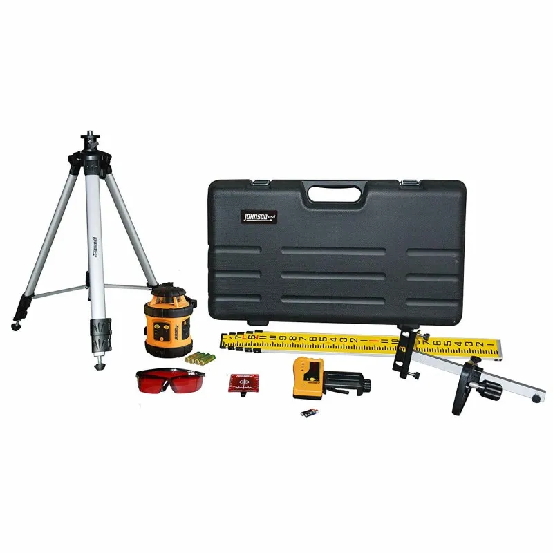 Johnson Level 406517 [40-6517] Self-Leveling Rotary Laser with Laser Receiver, Wall Mount, Tripod and Grade Rod