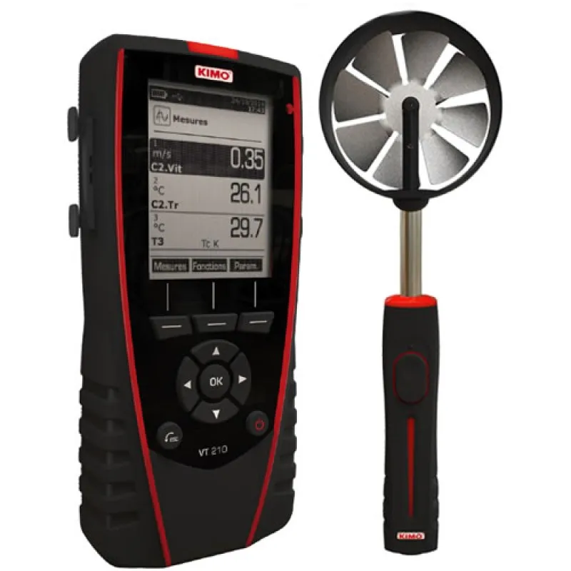 KIMO VT210 [VT210TL] Thermo-Hygrometer / Anemometer w/ Ø100 mm Telescopic Vane Probe (SHT 100)
