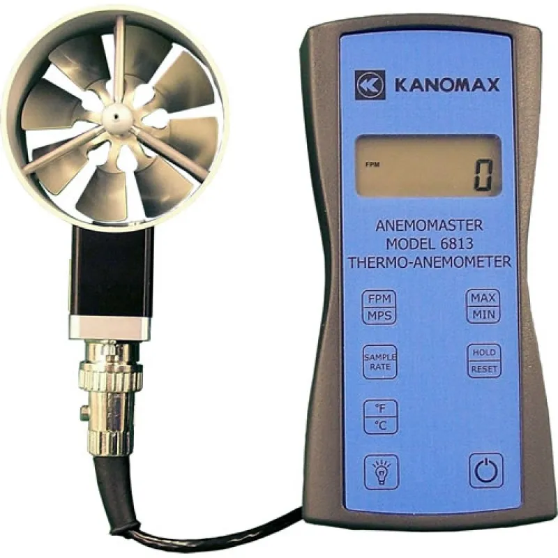Kanomax 6800 [6813] Anemomaster APT Velocity and Temperature Rotating Vane Anemometer, LCD Display
