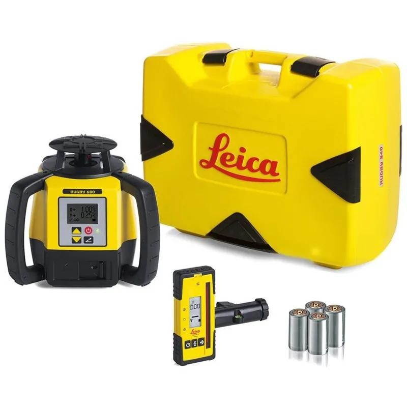 Leica Rugby 680 [6006007] Dual Grade Laser Level With Rod Eye 140 and Alkaline Battery Pack
