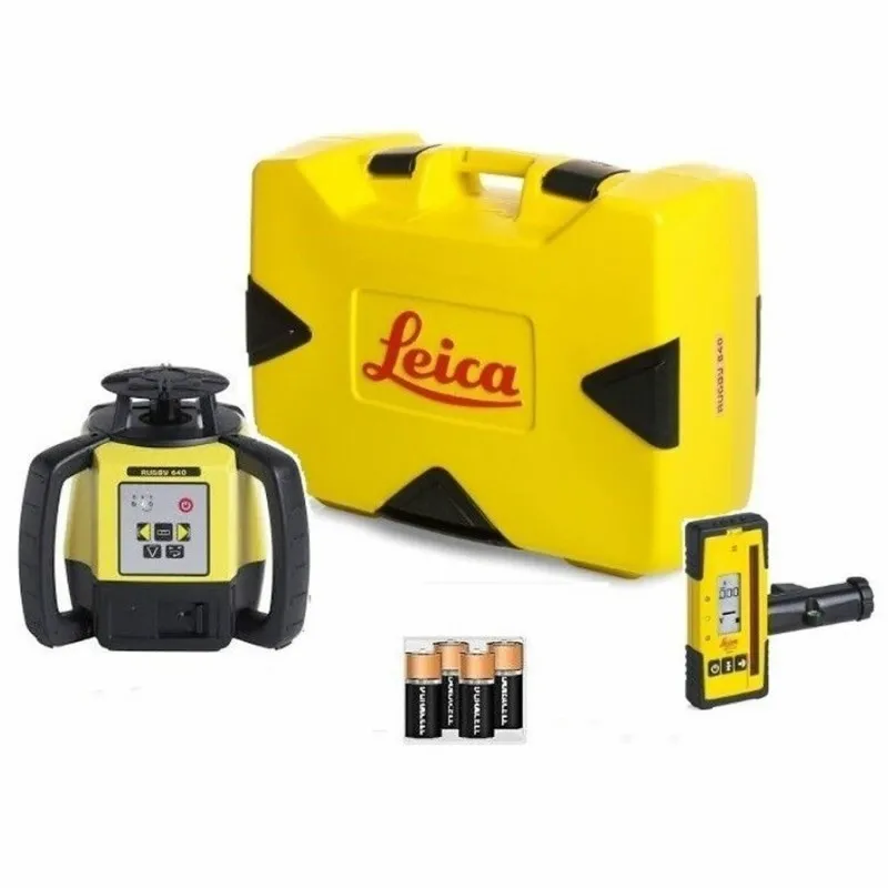 Leica Rugby 640 [6011154] Rotary Laser Level With Rod Eye 120 and Alkaline Battery Pack