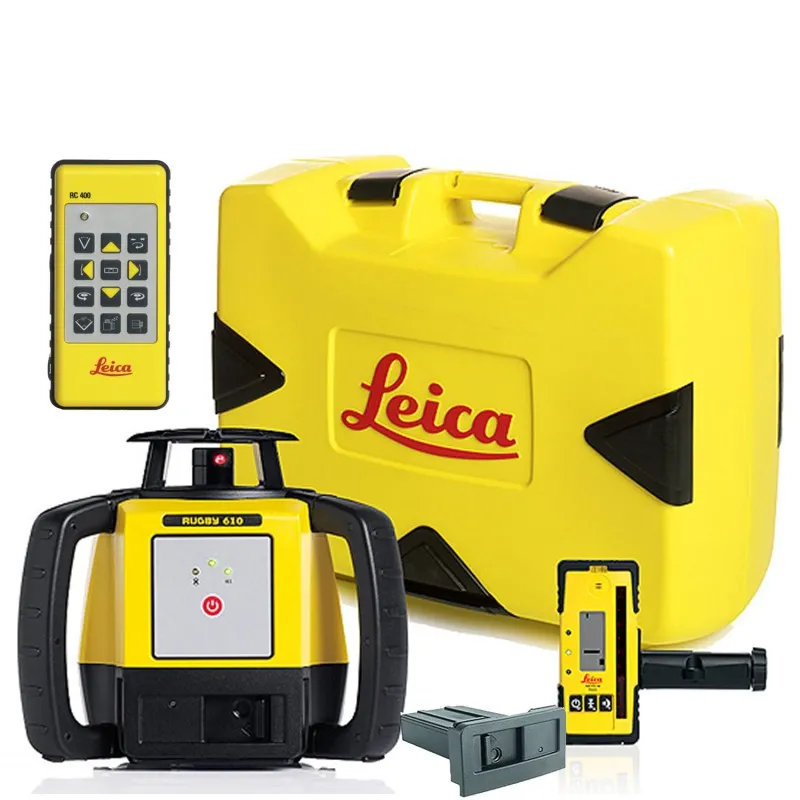 Leica Rugby 640G [6011487] Green Rotary Laser with RC400 Remote Control, Rod Eye 120G and Li-Ion Battery