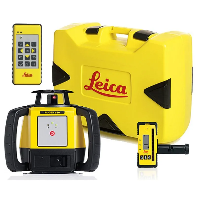 Leica Rugby 640G [6011488] Green Rotary Laser with RC400 Remote Control, Rod Eye 120G and Alkaline Battery