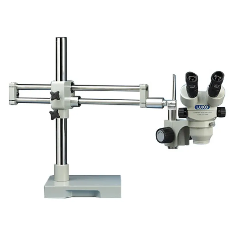 Luxo 23714RB [273RB] Stereo-Zoom 23mm Binocular Microscope, Dual Boom Ball-Bearing Stand