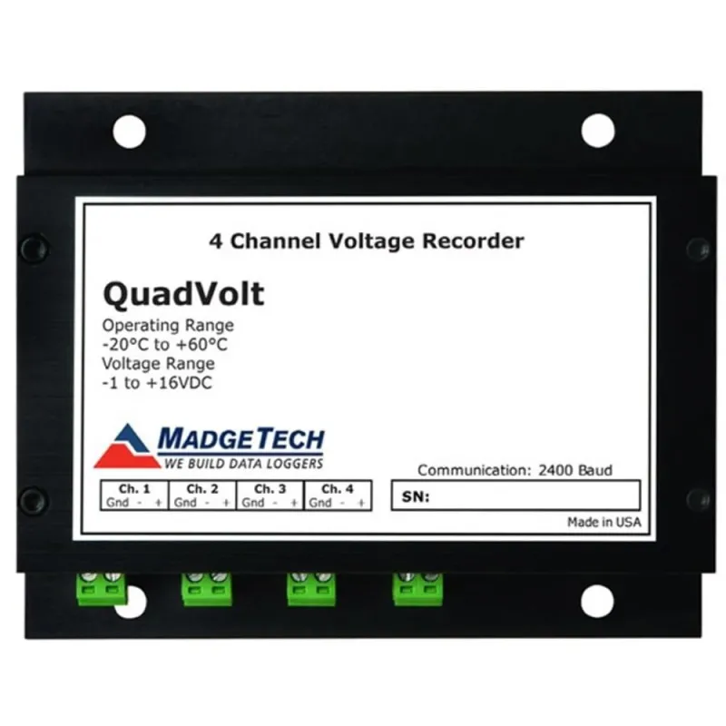 MadgeTech QuadVolt [QuadVolt-100mV] ±100mV 4 Channel, Low Level DC Voltage Recorder