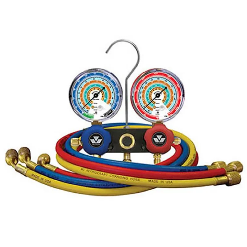 Mastercool 54161 [54161] R404A, R407C, R507A, R134a Aluminum 2-Way Manifold Gauge Set w/3-60" Hoses