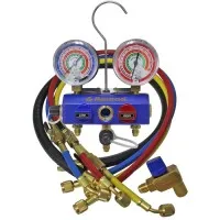 Mastercool 57472 [57472] 3-Way Ball Valve Manifold Set w/ 2 1/2" Gauges & 72" Hoses (3-1/4" RBY, 3/8" Blk)