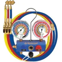 Mastercool 59661 [59661] R410A/R22/R404A 3/8" Ball Valve 2-Way Manifold Set w/ 3-60"(152cm) 1/4" SAE Hoses
