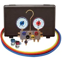 Mastercool 86961 [86961]  R134a 4-Way Manifold 3 1/8" Gauge Set w/ 4-60" Hoses & Manual Couplers