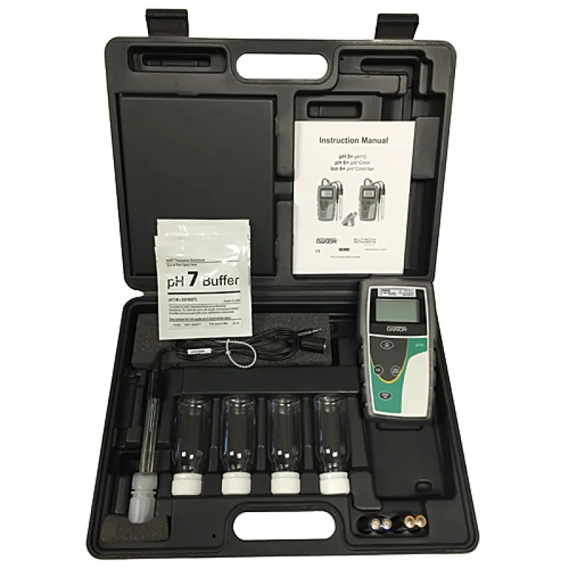 OAKTON pH 6+ [WD-35613-24] pH / mV / Temperature Meter w/ pH Electrode, pH Buffer Solutions, Case, Bottles
