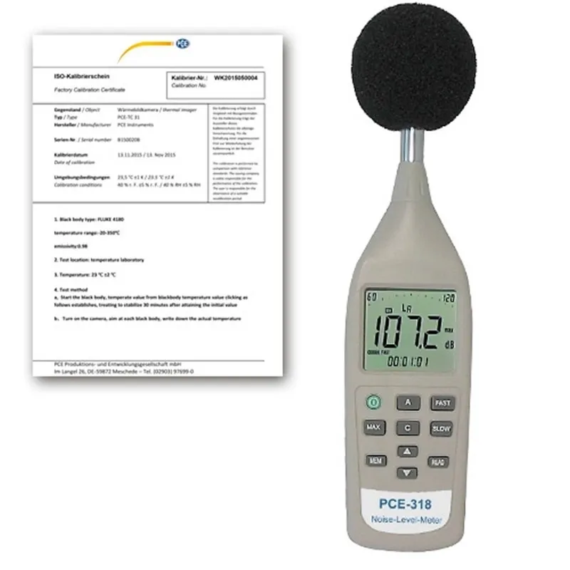 PCE Instruments  PCE-318 [PCE-318-ICA] Sound Level Meter with ISO Calibration Certificate
