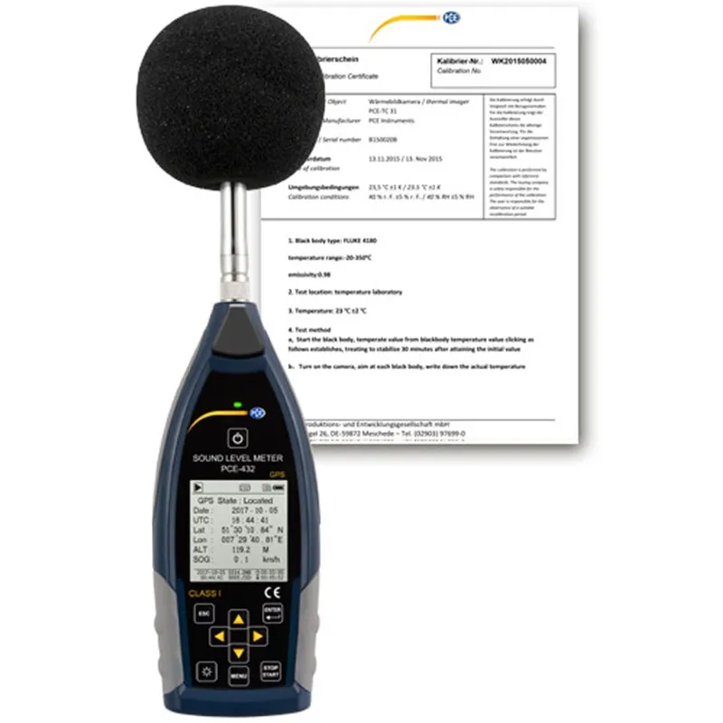 PCE Instruments PCE-432 [PCE-432] Class 1 Data Logging Sound Level Meter w/GPS & ISO 9001 Certificate