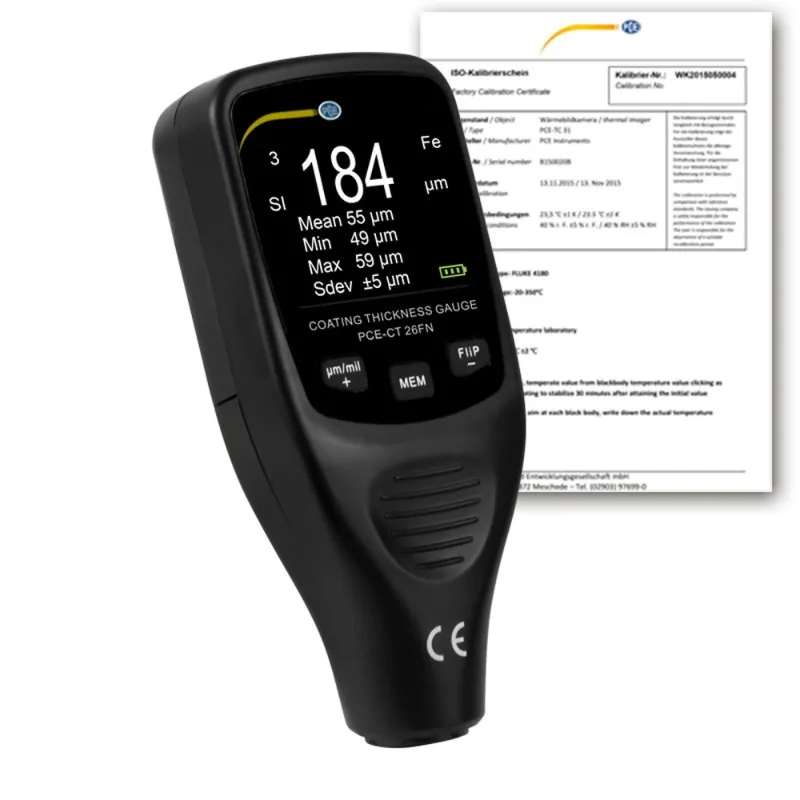 PCE Instruments PCE-CT 26FN [PCE-CT 26FN-ICA] Ferrous & Non-Ferrous Ultrasonic Coating Thickness Gauge w/ ISO Calibration Certificate