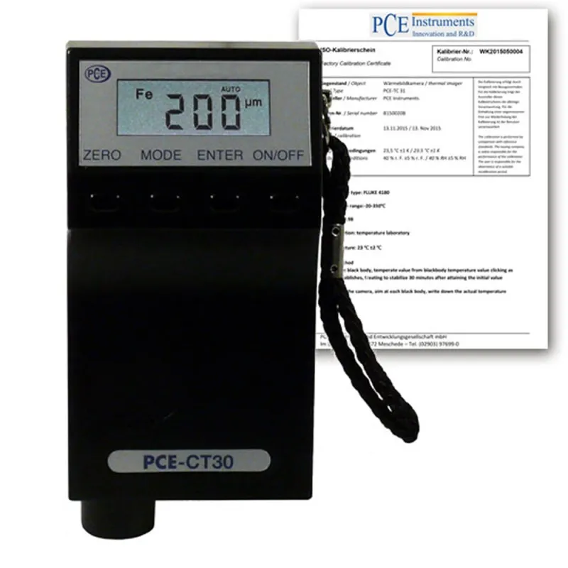 PCE Instruments PCE-CT 30 [PCE-CT 30-ICA] Ultrasoic Coating Thickness Gauge with ISO Calibration Certificate