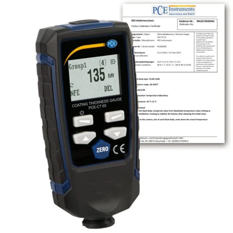 PCE Instruments PCE-CT 65 [PCE-CT 65-ICA] Ultrasonic Coating Thickness Gauge w/ ISO Calibration Certificate