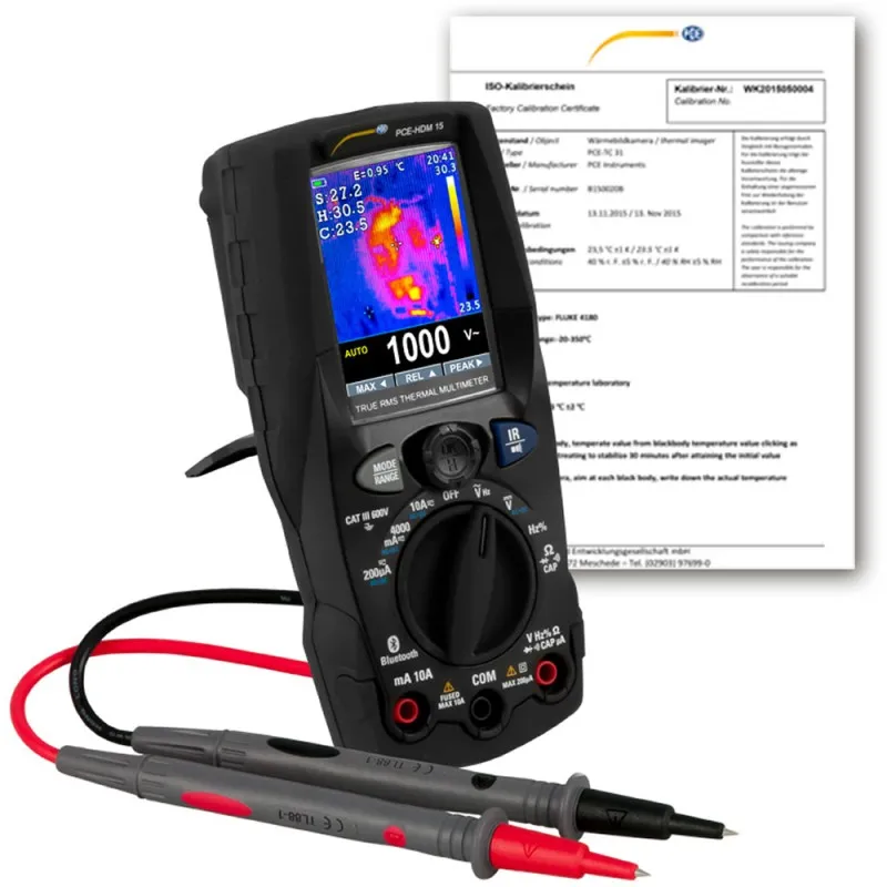 PCE Instruments PCE-HDM 15 [PCE-HDM 15-ICA] Digital Multimeter with Thermal Imager & ISO Calibration Certificate -20 to 260°C (-4 to 500°F)