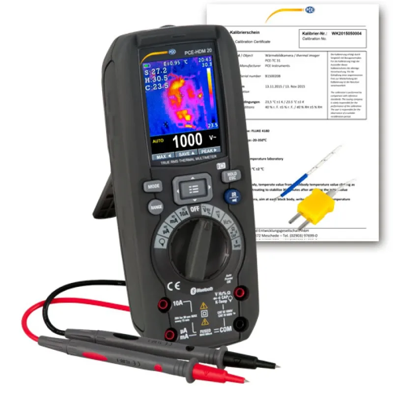 PCE Instruments PCE-HDM 20 [PCE-HDM 20-ICA] Thermal imager and TRMS Digital Multimeter w/ ISO Calibration -20 to 260°C (-4 to 500°F)