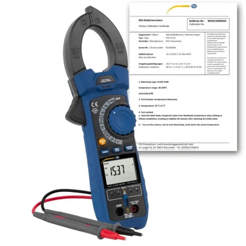 PCE Instruments PCEHVAC6 [PCE-HVAC 6-ICA] 1000A AC/DC Clamp Meter w/ ISO Calibration Certificate
