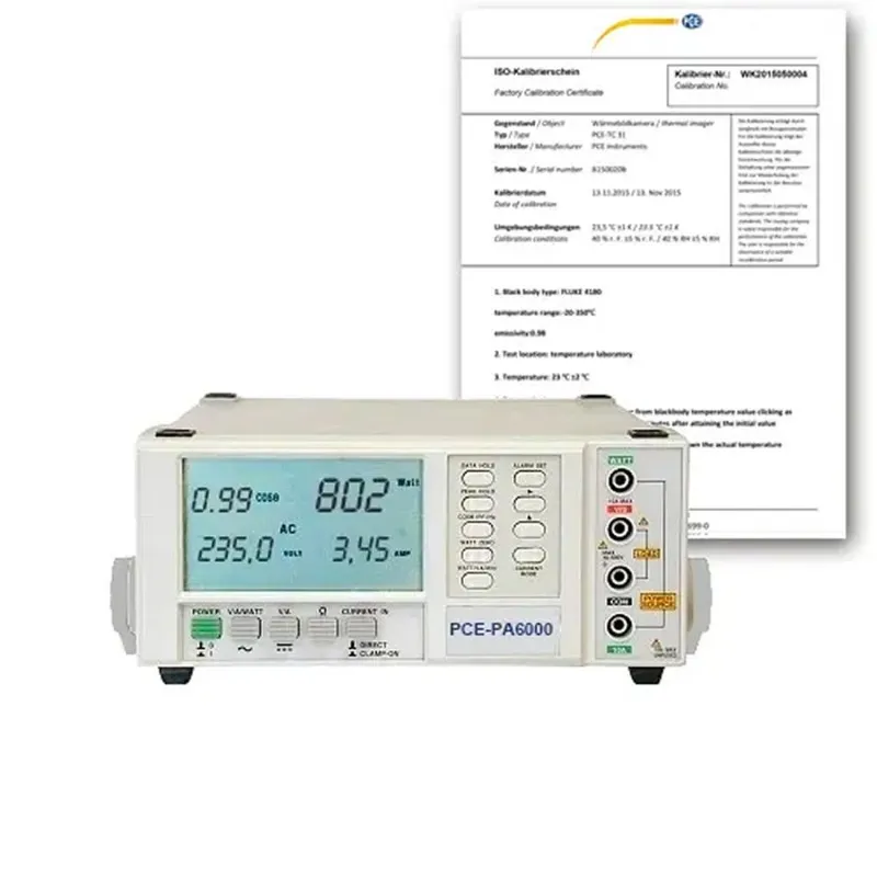 PCE Instruments PCEPA6000ICA [PCE-PA6000-ICA] 1-Phase Power Meter with ISO Calibration Certificate