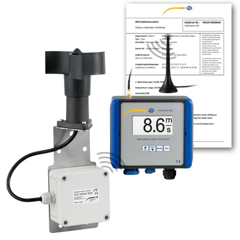 PCE Instruments PCEWSAC50W230-ICA [PCE-WSAC 50W 230-ICA] Wind Speed Meter w/ ISO calibration certificate - 230VAC