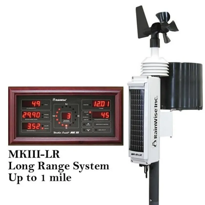 RainWise MK-III-RTI-LR [RW-MKIII-LR-MAH] Long Range (1 Mile), 2.4Ghz, Solar Wireless Pro Weather Station w/ Mahogany Base Unit