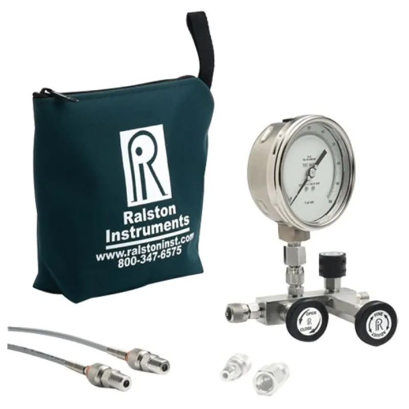 Ralston QSCM5KPSIGM Calibration Manifold Full Kit (0 - 5000 PSI, 1/4" Female NPT, Analog Gauge) 