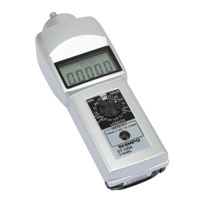 Shimpo DT-100A [DT-105A] Digital Contact Tachometer with LCD Display and 6" Circumference Wheel