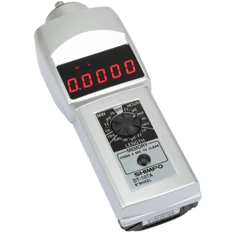 Shimpo DT100A [DT-107A] Digital Contact Tachometer with LED Display and 6" Circumference Wheel