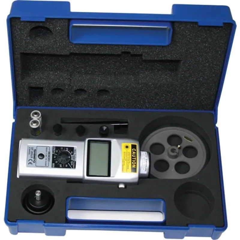 Shimpo DT-200LR [DT-205LR] Contact / Non-Contact Tachometer with LCD Display and 12" Circumference Wheel 