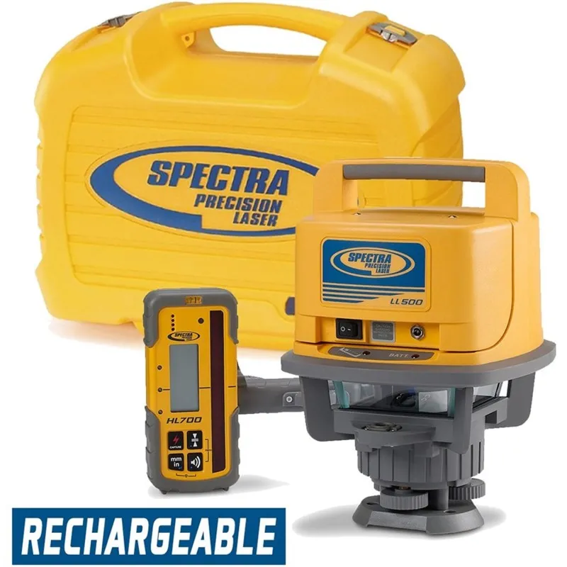 Spectra Precision LL500 [LL500-4] Self-Leveling Laser w/ HL700 Receiver & Rechargeable Batteries