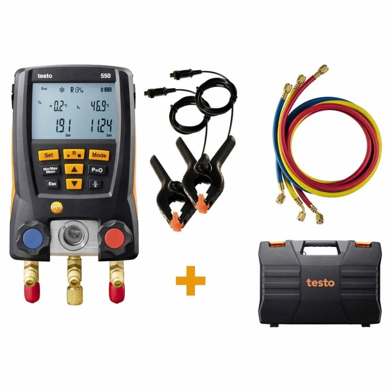Testo 550KIT [0563 2550] Digital 2-Valve Manifold Kit with Bluetooth & Hoses