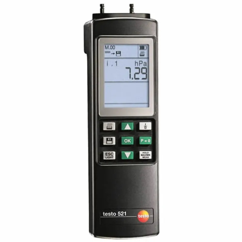 Testo 521-2 [0560 5211] High Precision Differential Pressure Meter, 0 to 100 hPa