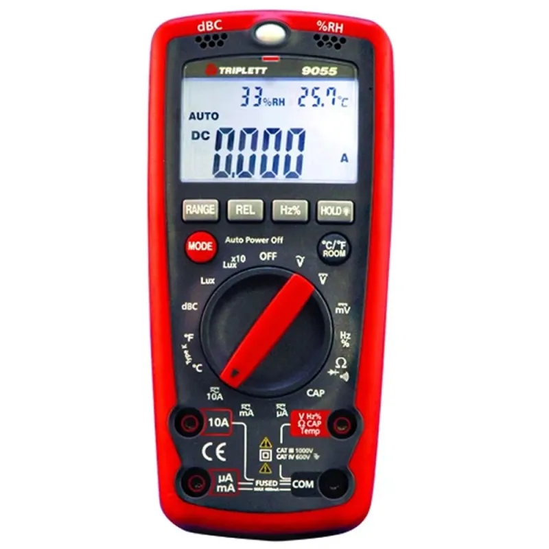 Triplett 9055 [9055] 6-in-1 Autoranging Digital Multimeter with Sound, Light, Temperature and Humidity, CAT IV 600V
